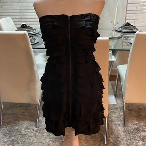 Women’s strapless black dress